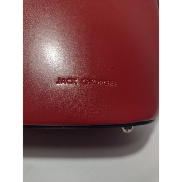 Jack Georges Red Leather Double Zip Around Shoulder Bag Tote - Picture 7 of 16